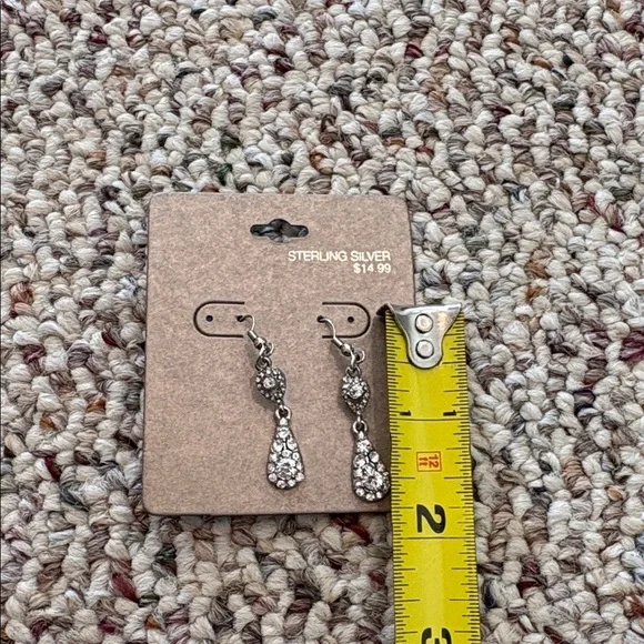 Silver Tone Tear Drop Earrings - Picture 4 of 5